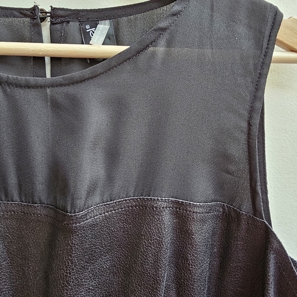 Ravel Black Faux Leather Dress with Sheer Neckline, Size Medium - Picture 4 of 12